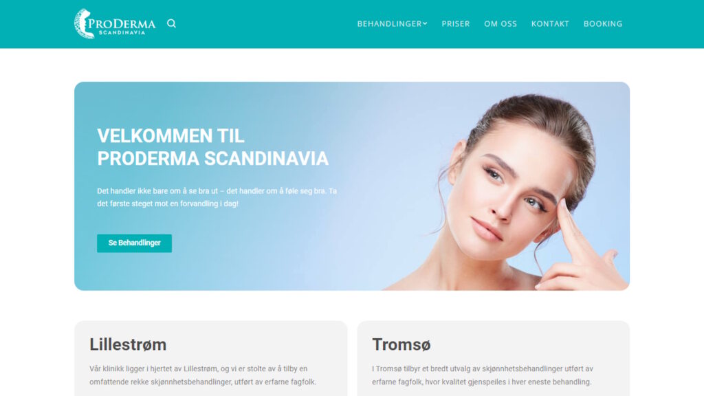 Et tidligere referanseprosjekt hvor vi redesignet websiden til Proderma.
